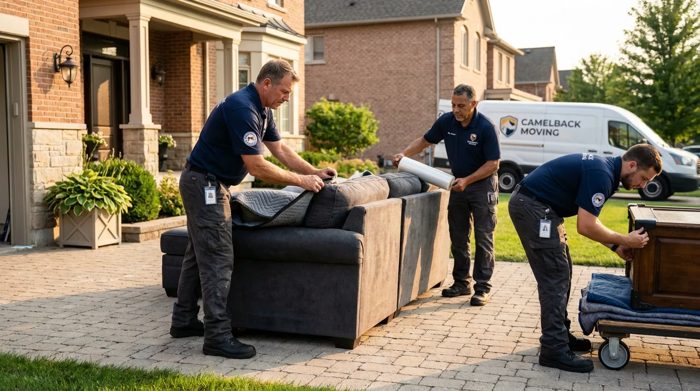 Large estate moving crew wrapping furniture in Hayden, CO