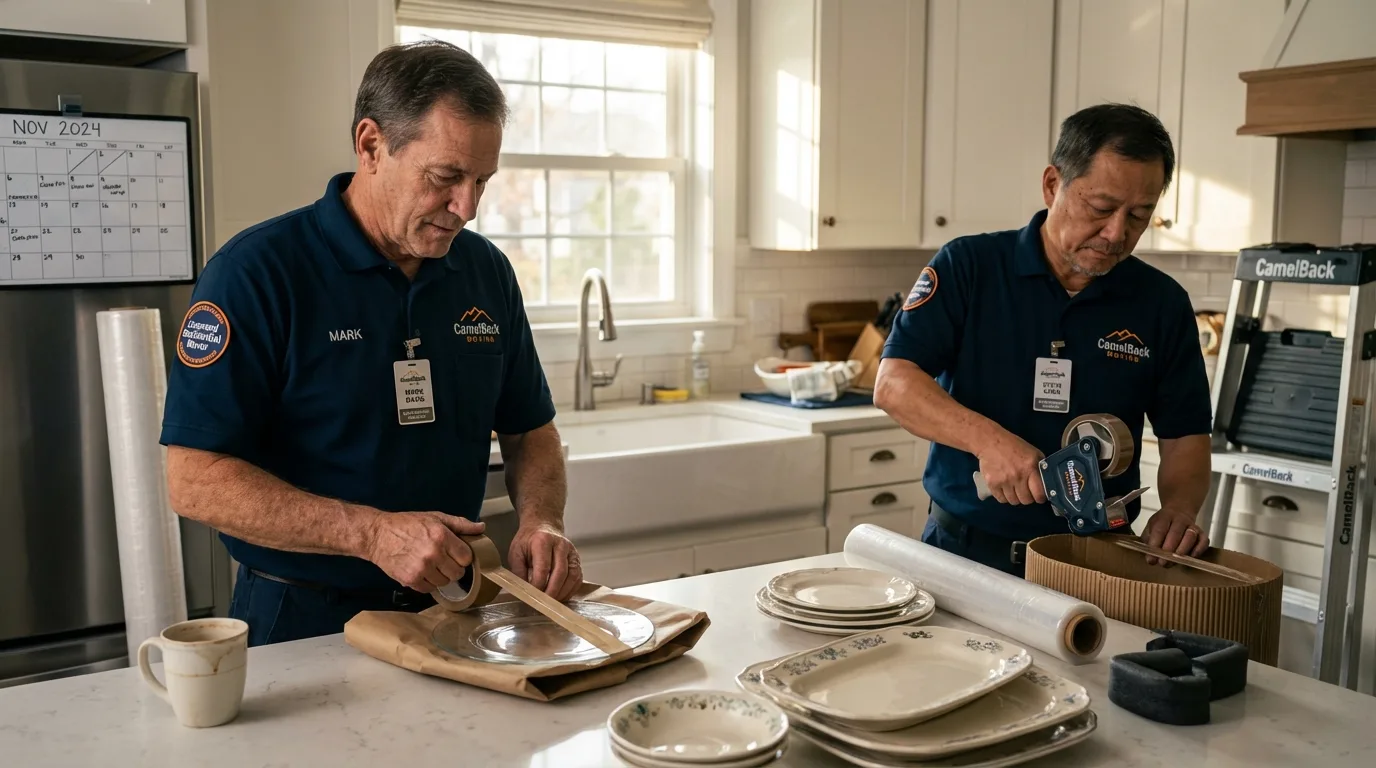 Professional crew packing kitchen dishware in Hayden, CO